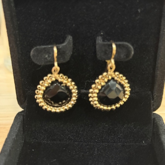 Jewelry - Gold and Black Dangle Earrings